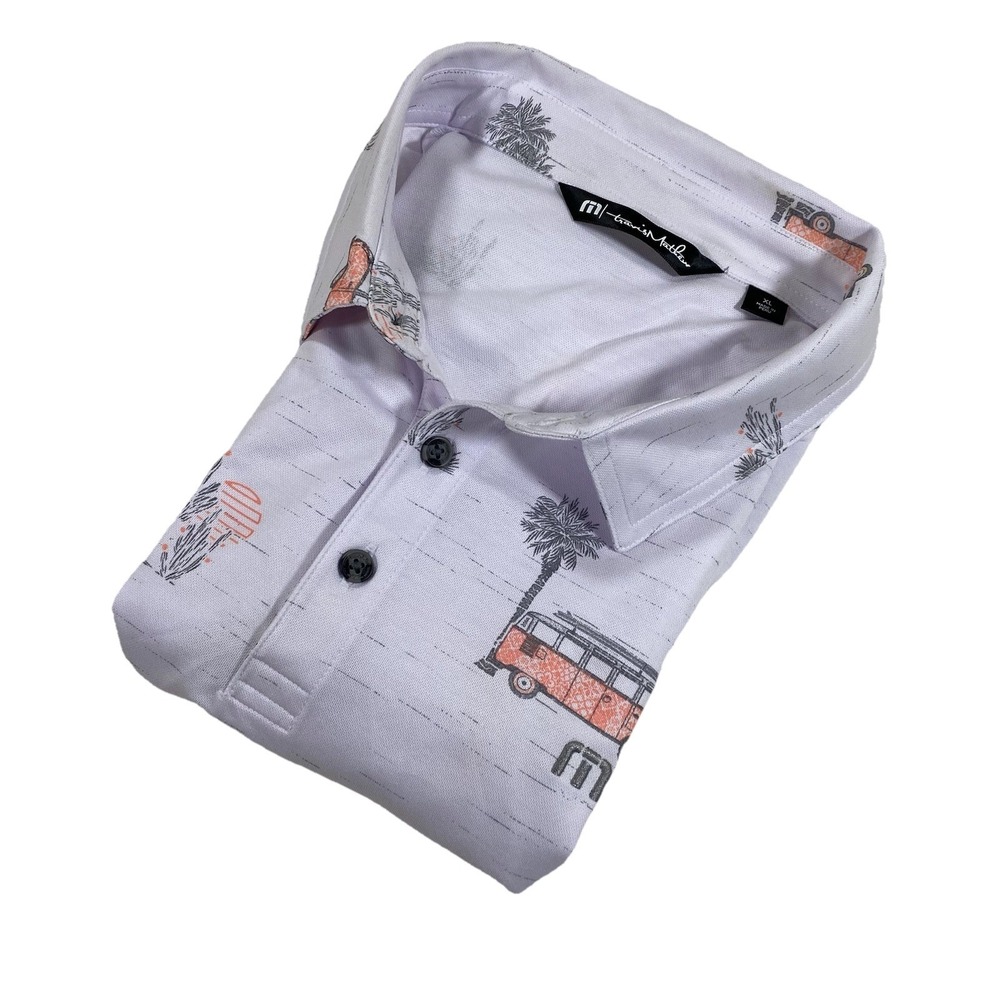 Travis‎ Mathew Polo Shirt Mens XL RV Camper Vacation Traveler All over Print